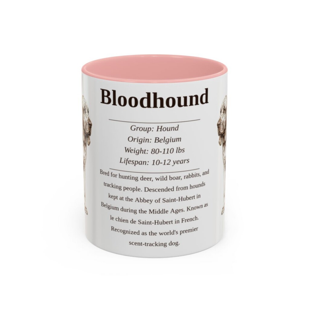 11oz Bloodhound Mug, Illustrated Dog Breed Facts Coffee Mug, Vintage Dog Keepsake Gift