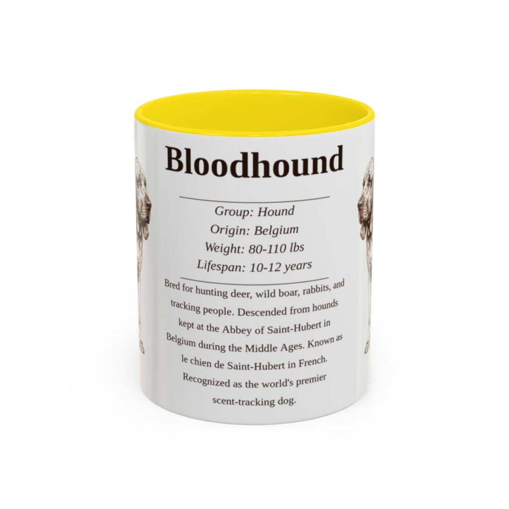 11oz Bloodhound Mug, Illustrated Dog Breed Facts Coffee Mug, Vintage Dog Keepsake Gift