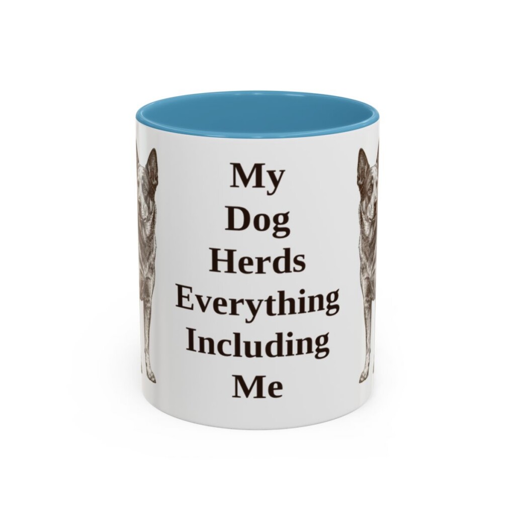 11oz Funny Blue Heeler Mug, My Dog Herds Everything Including Me, Vintage Dog Coffee Mug, Dog Lover Gift