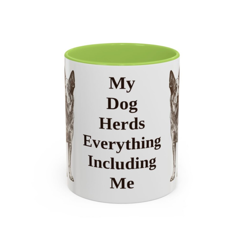 11oz Funny Blue Heeler Mug, My Dog Herds Everything Including Me, Vintage Dog Coffee Mug, Dog Lover Gift