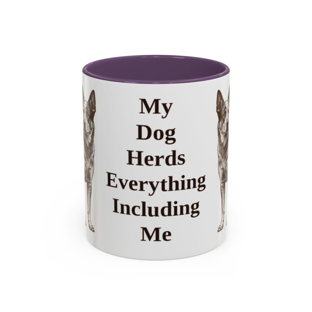 11oz Funny Blue Heeler Mug, My Dog Herds Everything Including Me, Vintage Dog Coffee Mug, Dog Lover Gift