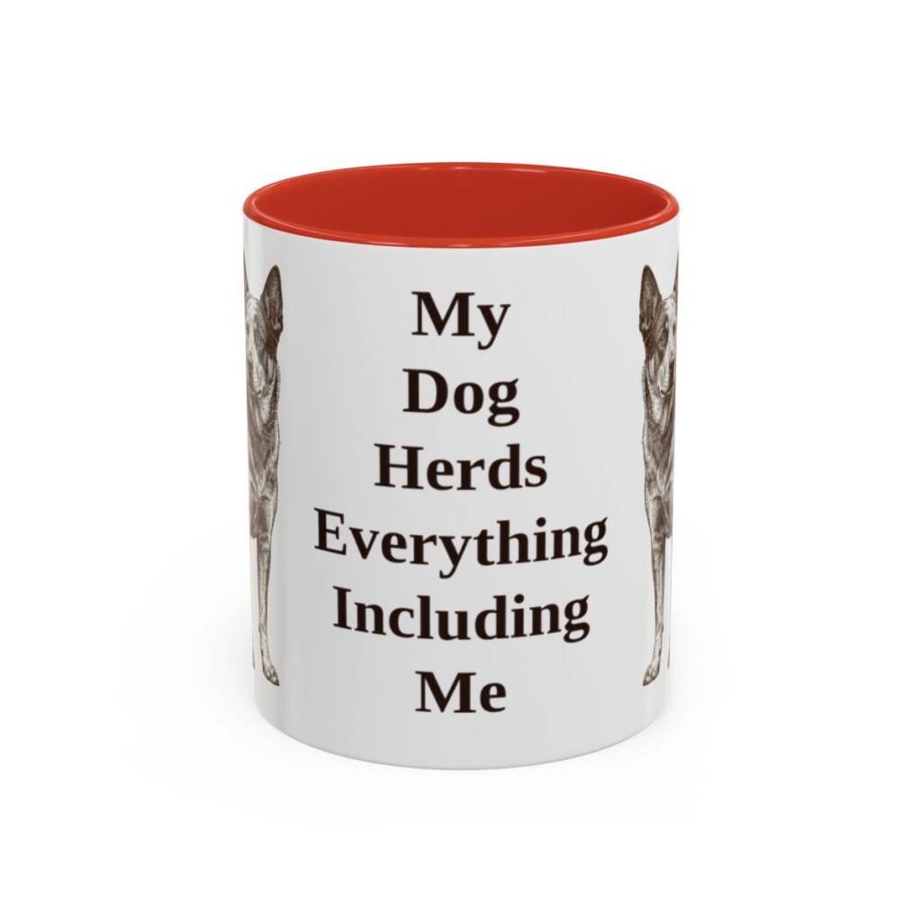 11oz Funny Blue Heeler Mug, My Dog Herds Everything Including Me, Vintage Dog Coffee Mug, Dog Lover Gift