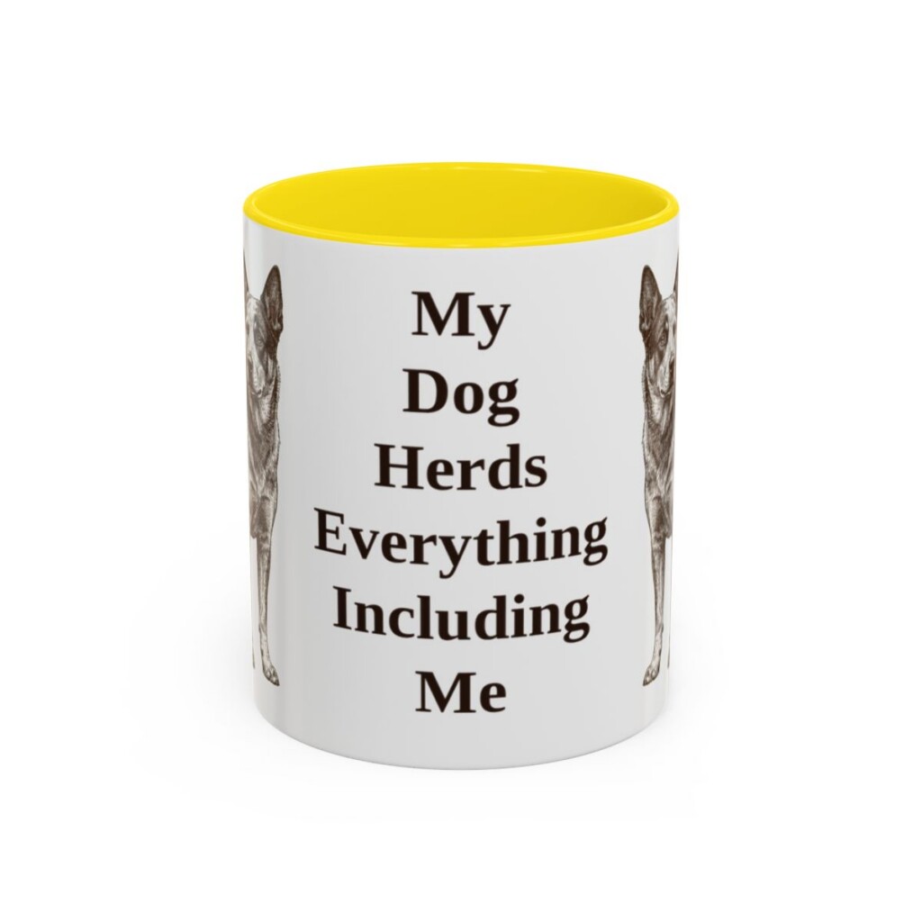 11oz Funny Blue Heeler Mug, My Dog Herds Everything Including Me, Vintage Dog Coffee Mug, Dog Lover Gift
