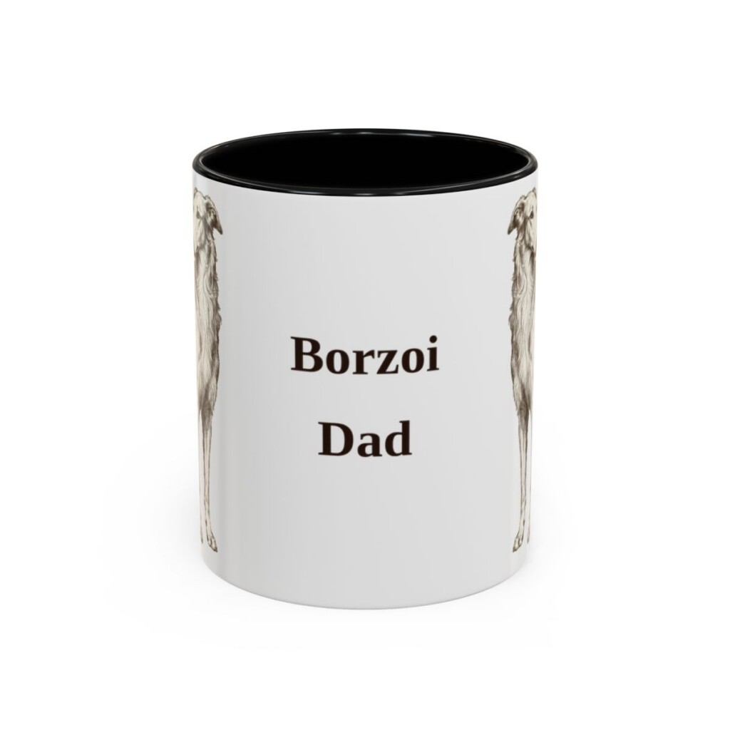 11oz Borzoi Dog Dad Mug, Vintage Sketch Coffee Mug, Dog Dad Gift