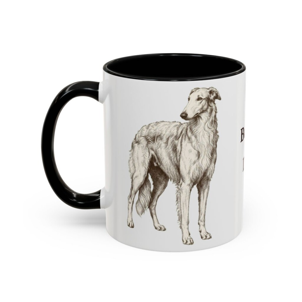 11oz Borzoi Dog Dad Mug, Vintage Sketch Coffee Mug, Dog Dad Gift