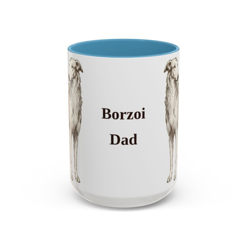 15oz Borzoi Dog Dad Mug, Vintage Sketch Coffee Mug, Dog Dad Gift