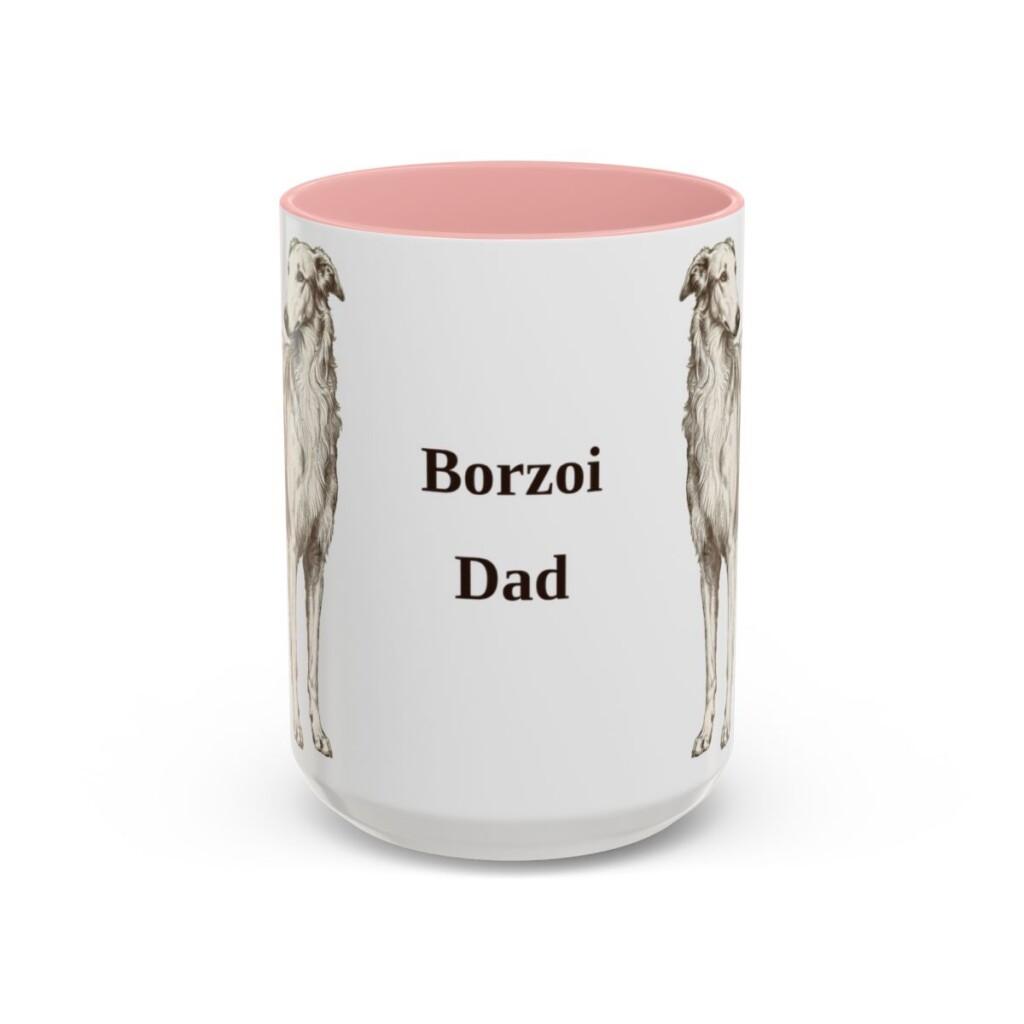 15oz Borzoi Dog Dad Mug, Vintage Sketch Coffee Mug, Dog Dad Gift
