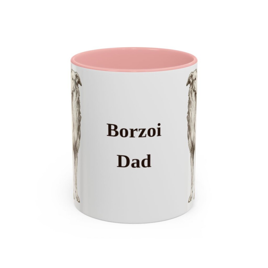 11oz Borzoi Dog Dad Mug, Vintage Sketch Coffee Mug, Dog Dad Gift