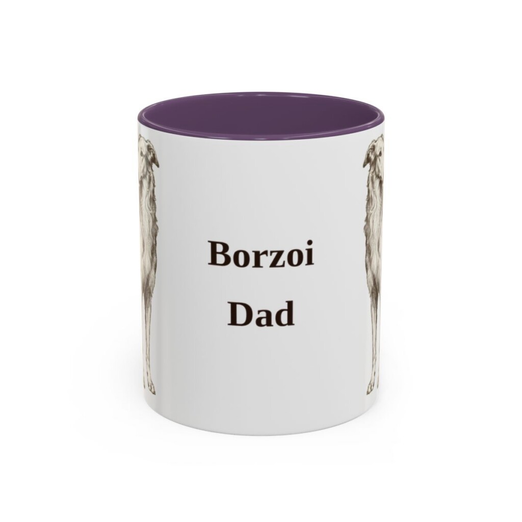 11oz Borzoi Dog Dad Mug, Vintage Sketch Coffee Mug, Dog Dad Gift