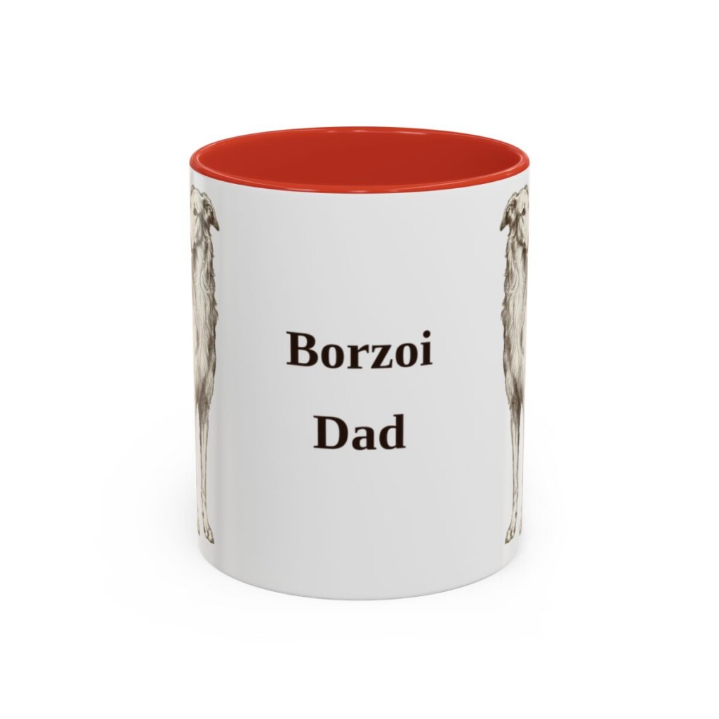 11oz Borzoi Dog Dad Mug, Vintage Sketch Coffee Mug, Dog Dad Gift