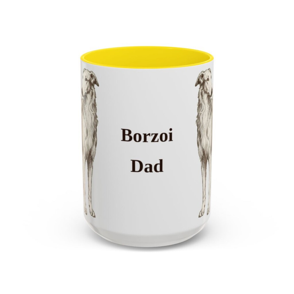 15oz Borzoi Dog Dad Mug, Vintage Sketch Coffee Mug, Dog Dad Gift