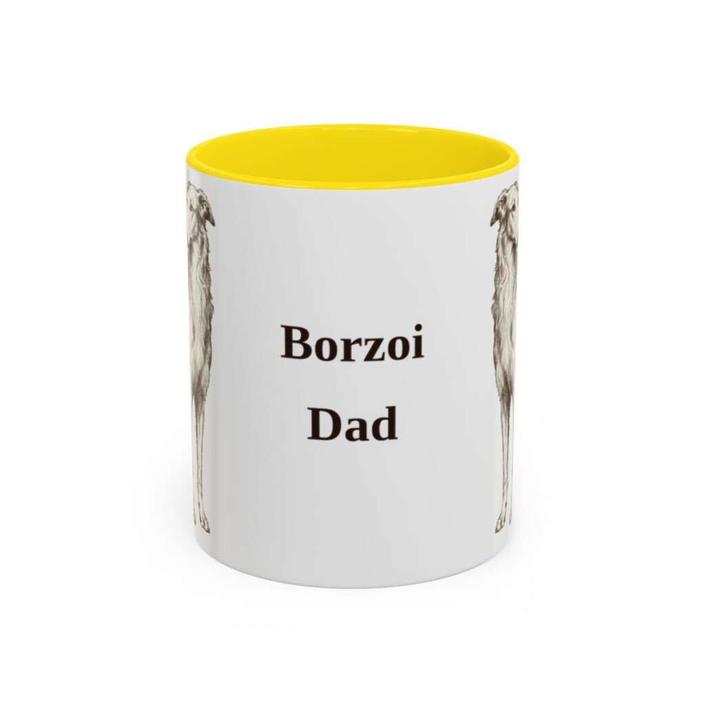 11oz Borzoi Dog Dad Mug, Vintage Sketch Coffee Mug, Dog Dad Gift