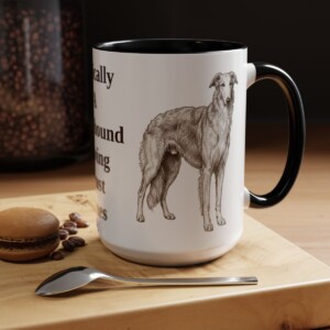 15oz Funny Borzoi Mug, Basically A Greyhound Having Trust Issues, Vintage Dog Coffee Mug, Dog Lover Gift