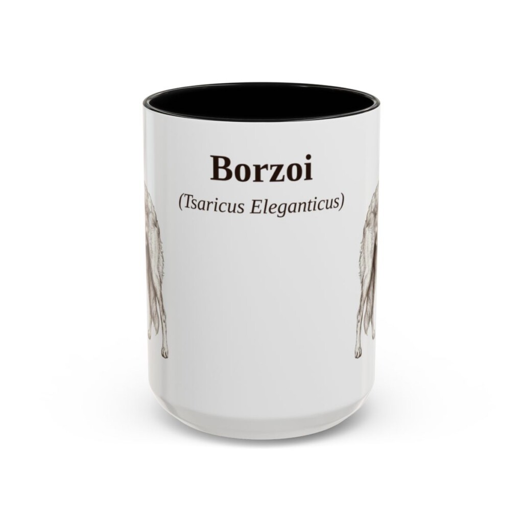 15oz Borzoi Latin Mug, Borzoi, Vintage Dog Coffee Mug, Dog Lover Gift