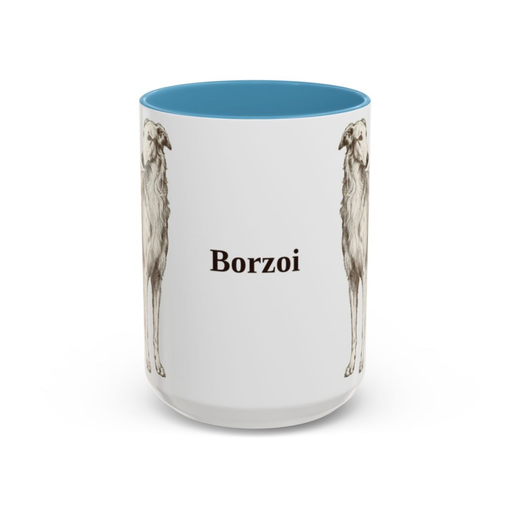 15oz Borzoi Mug, Vintage Dog Portrait Coffee Mug, Dog Lover Gift