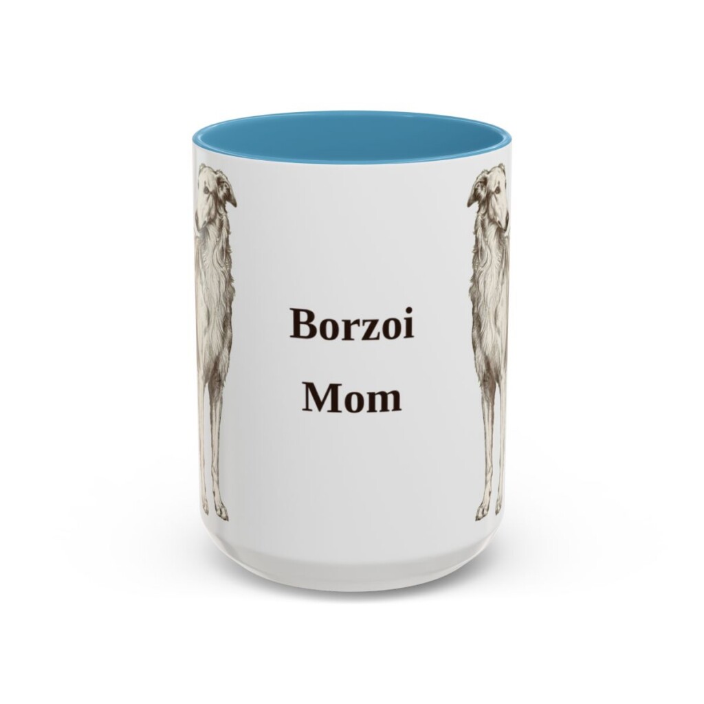 15oz Borzoi Dog Mom Mug, Vintage Sketch Coffee Mug, Dog Mom Gift