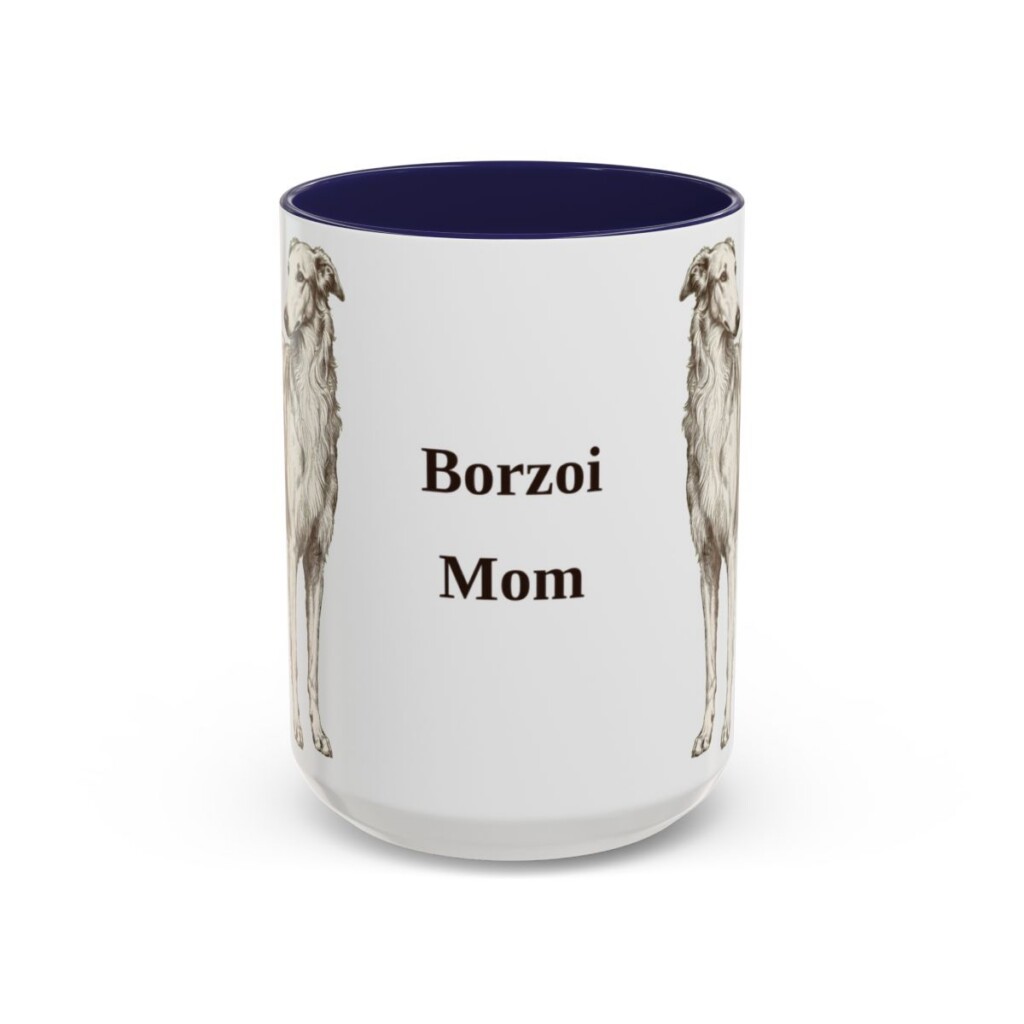 15oz Borzoi Dog Mom Mug, Vintage Sketch Coffee Mug, Dog Mom Gift