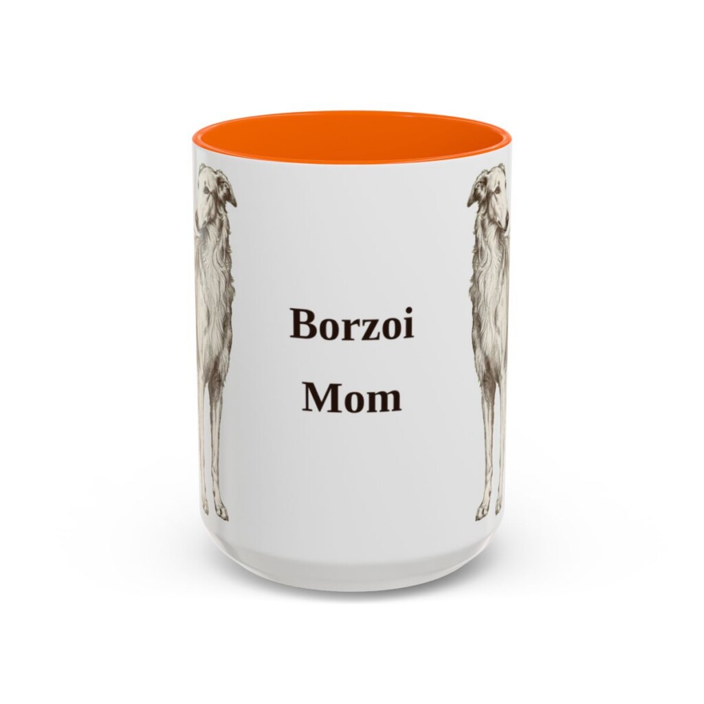 15oz Borzoi Dog Mom Mug, Vintage Sketch Coffee Mug, Dog Mom Gift