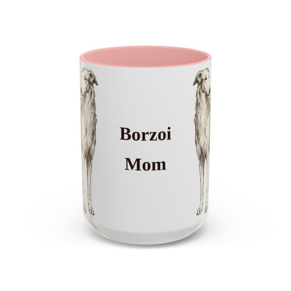 15oz Borzoi Dog Mom Mug, Vintage Sketch Coffee Mug, Dog Mom Gift