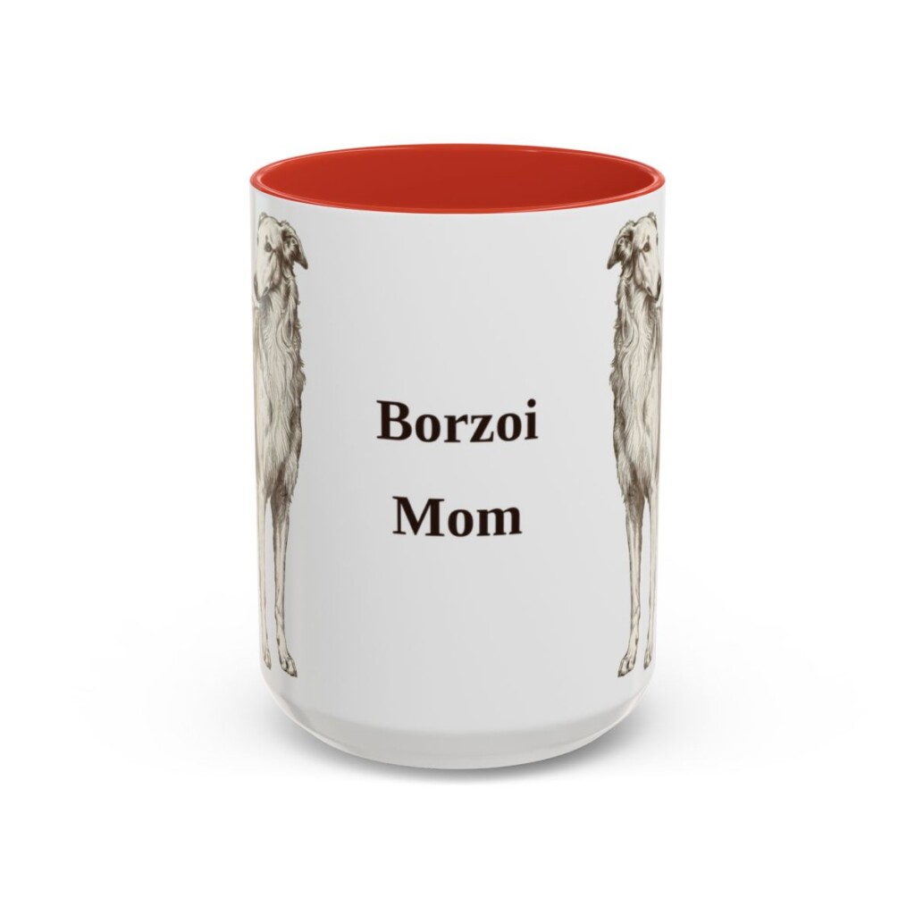 15oz Borzoi Dog Mom Mug, Vintage Sketch Coffee Mug, Dog Mom Gift