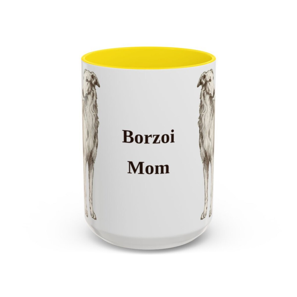 15oz Borzoi Dog Mom Mug, Vintage Sketch Coffee Mug, Dog Mom Gift