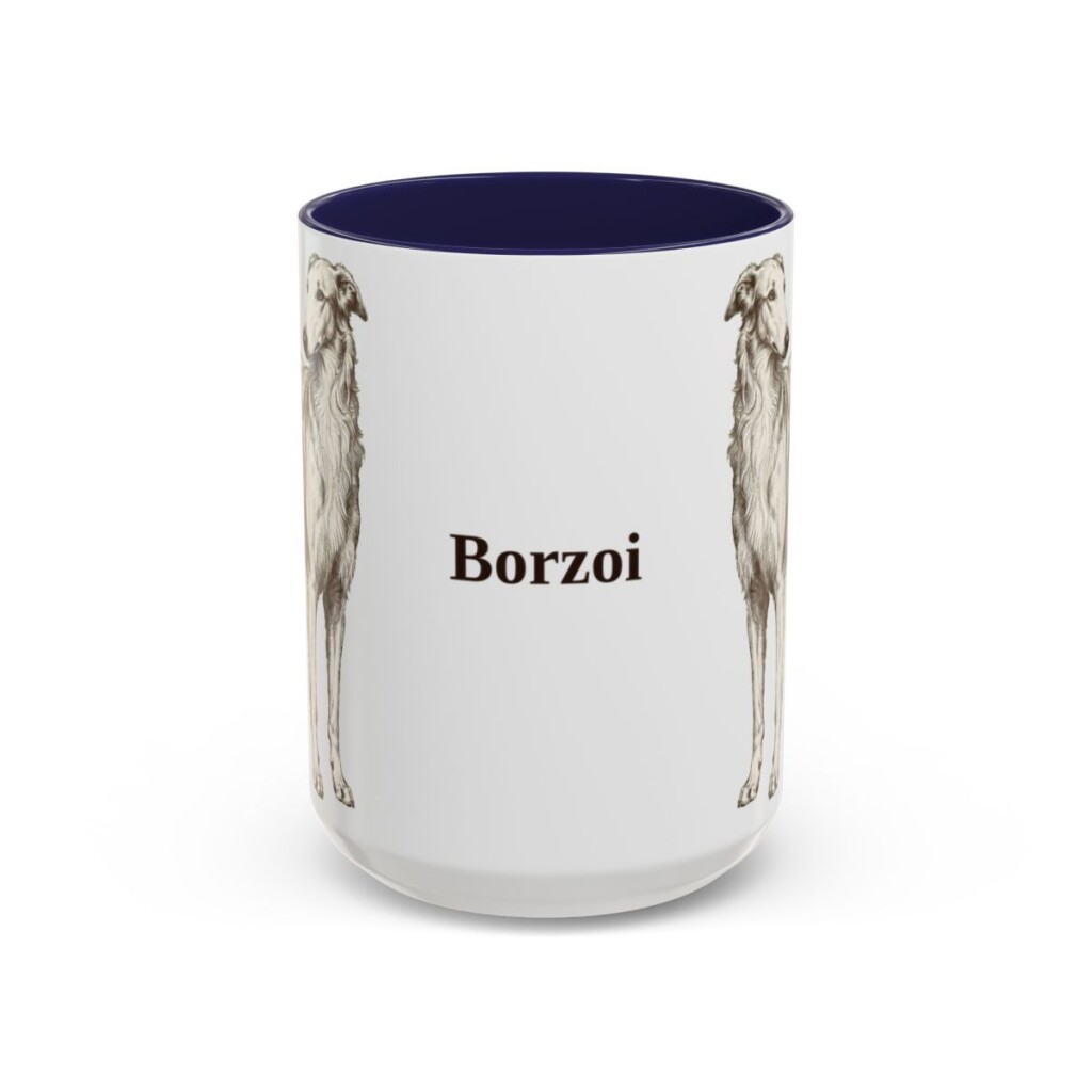 15oz Borzoi Mug, Vintage Dog Portrait Coffee Mug, Dog Lover Gift