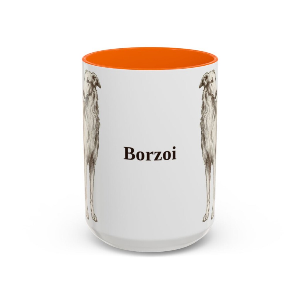 15oz Borzoi Mug, Vintage Dog Portrait Coffee Mug, Dog Lover Gift