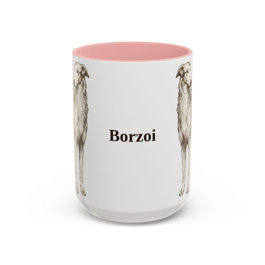 15oz Borzoi Mug, Vintage Dog Portrait Coffee Mug, Dog Lover Gift