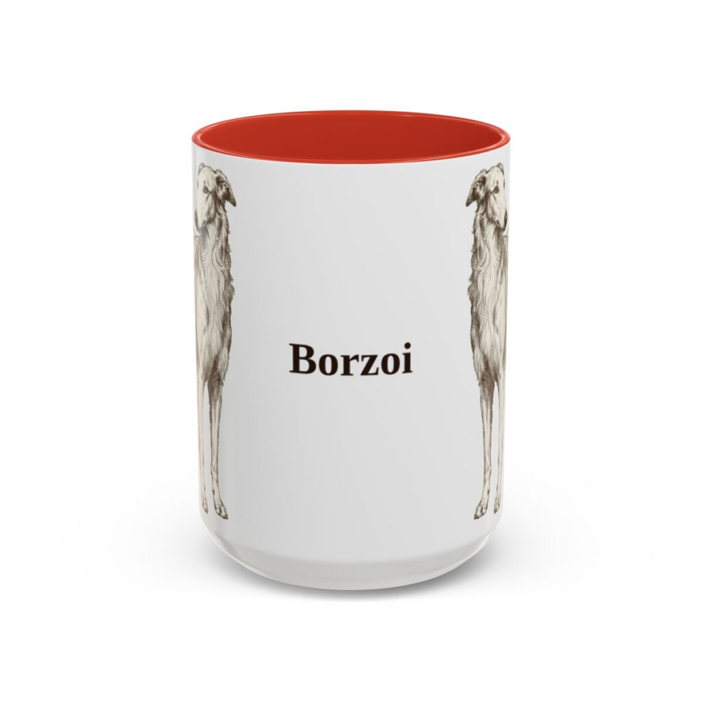 15oz Borzoi Mug, Vintage Dog Portrait Coffee Mug, Dog Lover Gift