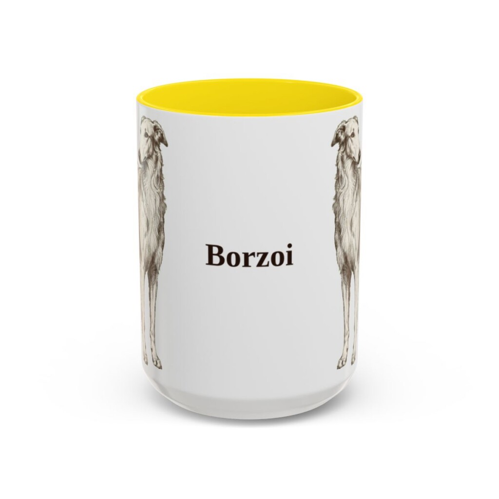 15oz Borzoi Mug, Vintage Dog Portrait Coffee Mug, Dog Lover Gift
