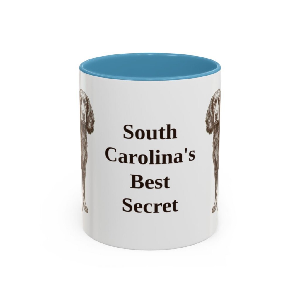 boykin-spaniel-mug-humor-light-blue-1 11oz Funny Boykin Spaniel Mug, South Carolina's Best Secret, Vintage Dog Coffee Mug, Dog Lover Gift