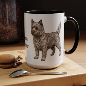 15oz Cairn Terrier Mug, Vintage Dog Portrait Coffee Mug, Dog Lover Gift