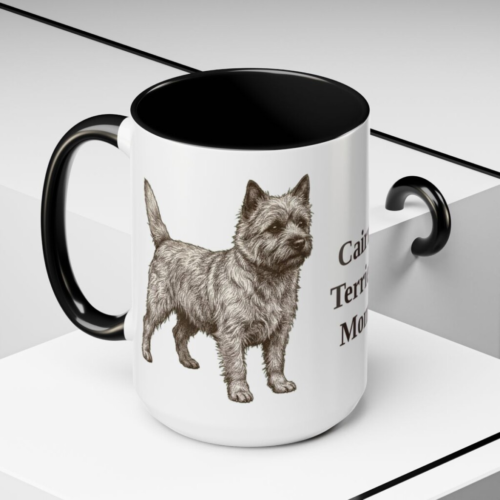 15oz Cairn Terrier Dog Mom Mug, Vintage Sketch Coffee Mug, Dog Mom Gift