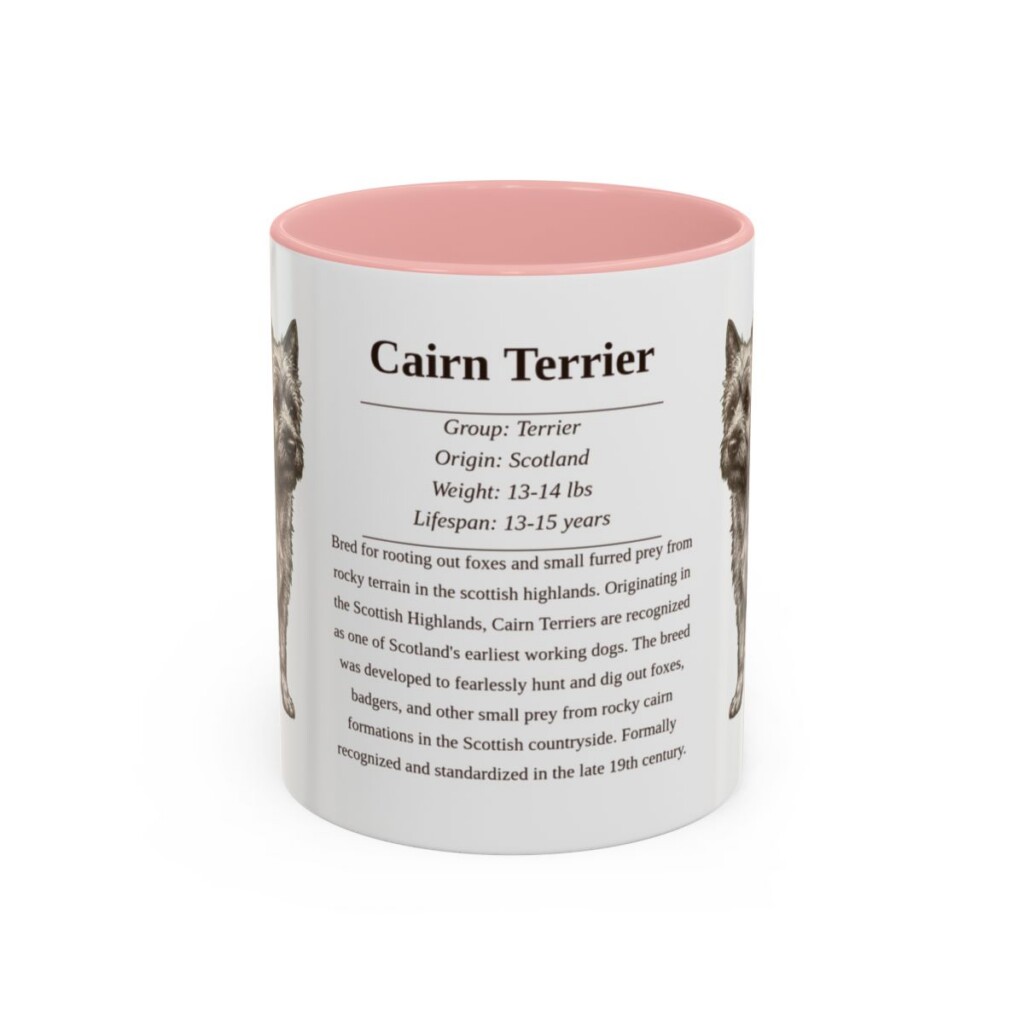 11oz Cairn Terrier Mug, Illustrated Dog Breed Facts Coffee Mug, Vintage Dog Keepsake Gift