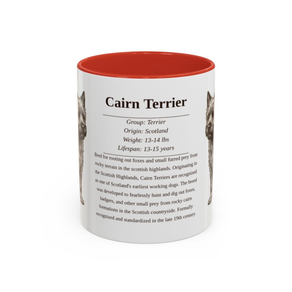 11oz Cairn Terrier Mug, Illustrated Dog Breed Facts Coffee Mug, Vintage Dog Keepsake Gift