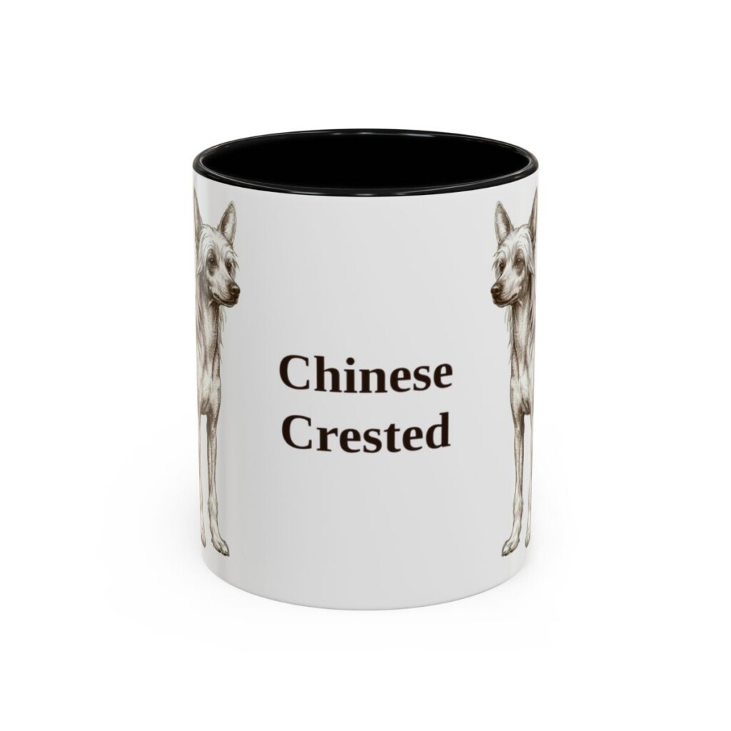 11oz Chinese Crested Mug, Vintage Dog Portrait Coffee Mug, Dog Lover Gift
