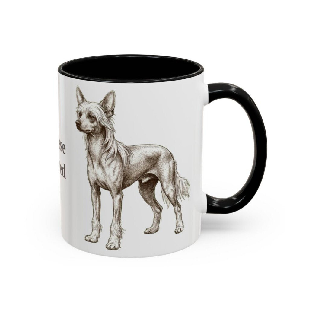 11oz Chinese Crested Mug, Vintage Dog Portrait Coffee Mug, Dog Lover Gift