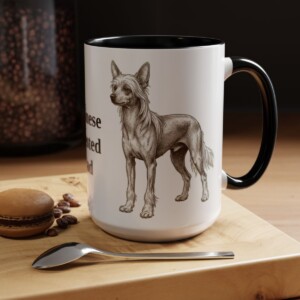 15oz Chinese Crested Dog Dad Mug, Vintage Sketch Coffee Mug, Dog Dad Gift