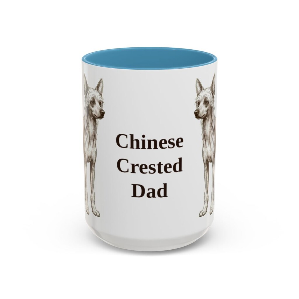 15oz Chinese Crested Dog Dad Mug, Vintage Sketch Coffee Mug, Dog Dad Gift