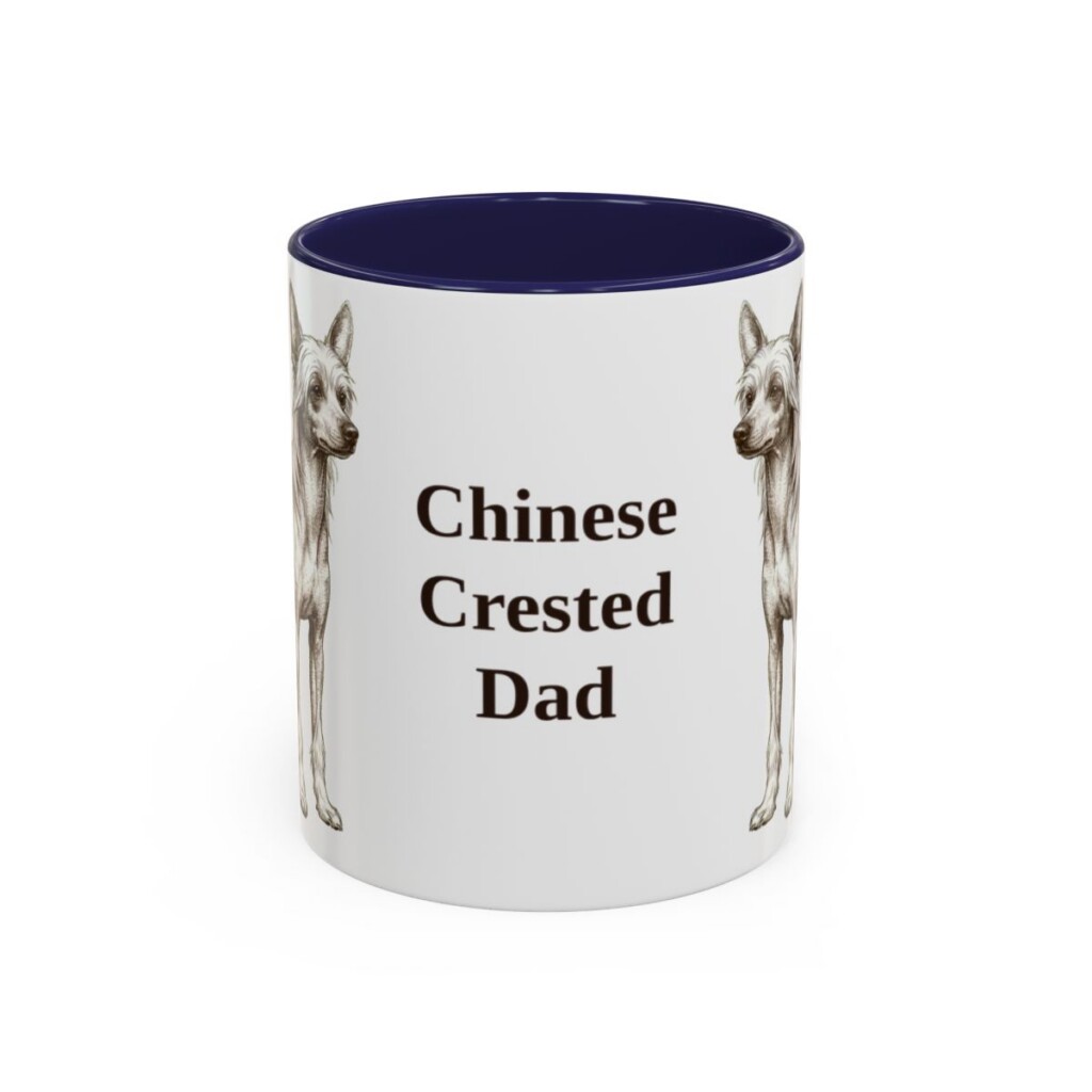 11oz Chinese Crested Dog Dad Mug, Vintage Sketch Coffee Mug, Dog Dad Gift