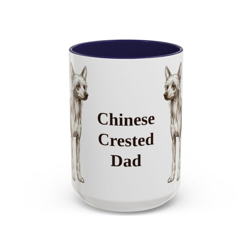 15oz Chinese Crested Dog Dad Mug, Vintage Sketch Coffee Mug, Dog Dad Gift