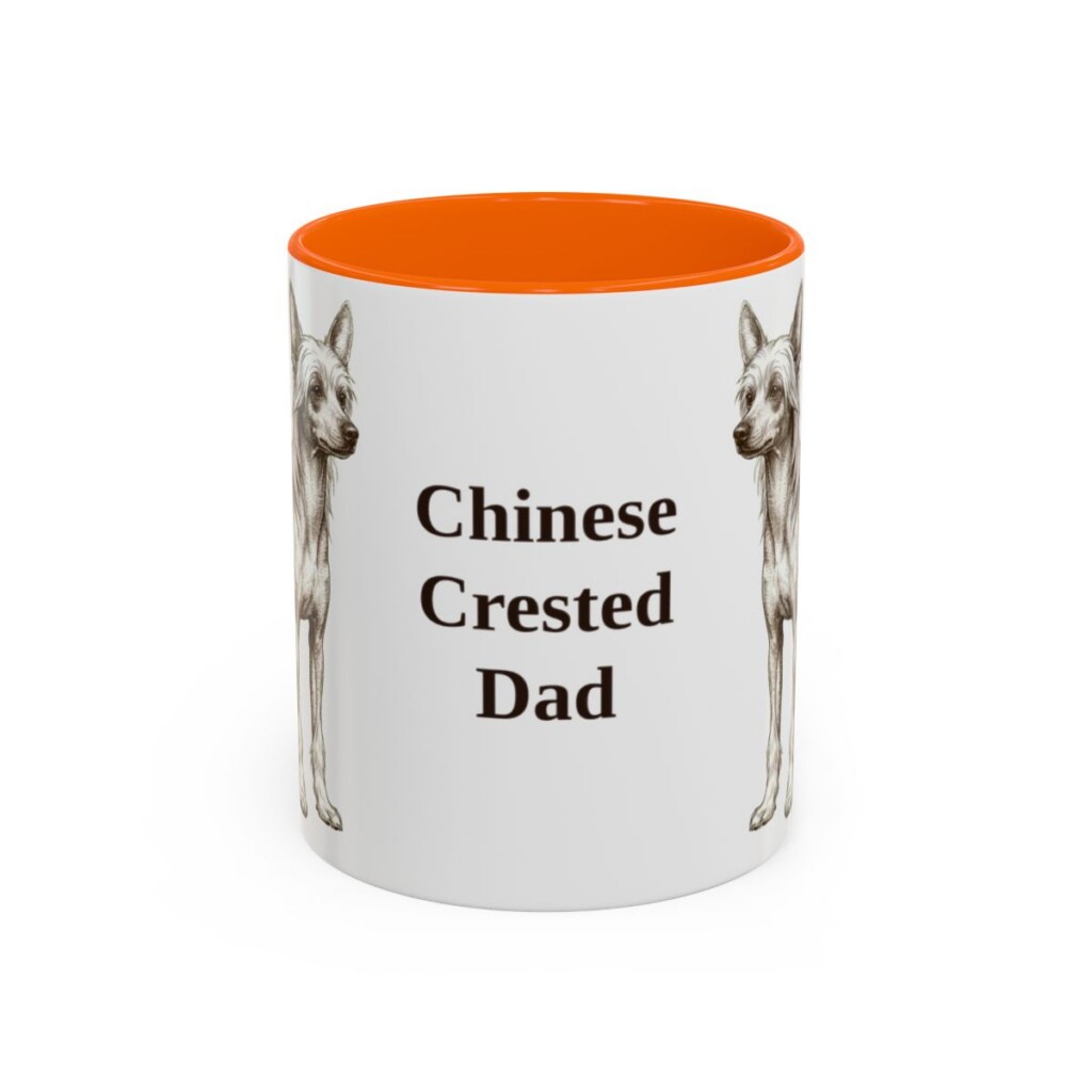 11oz Chinese Crested Dog Dad Mug, Vintage Sketch Coffee Mug, Dog Dad Gift