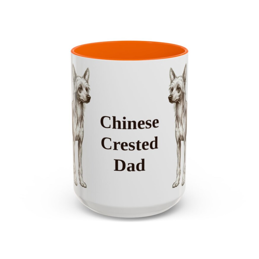 15oz Chinese Crested Dog Dad Mug, Vintage Sketch Coffee Mug, Dog Dad Gift