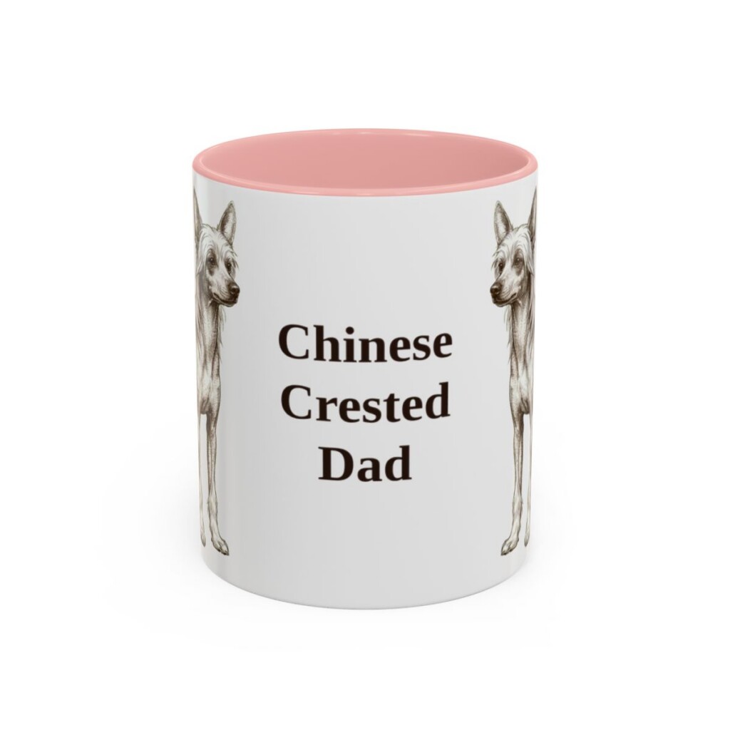 11oz Chinese Crested Dog Dad Mug, Vintage Sketch Coffee Mug, Dog Dad Gift