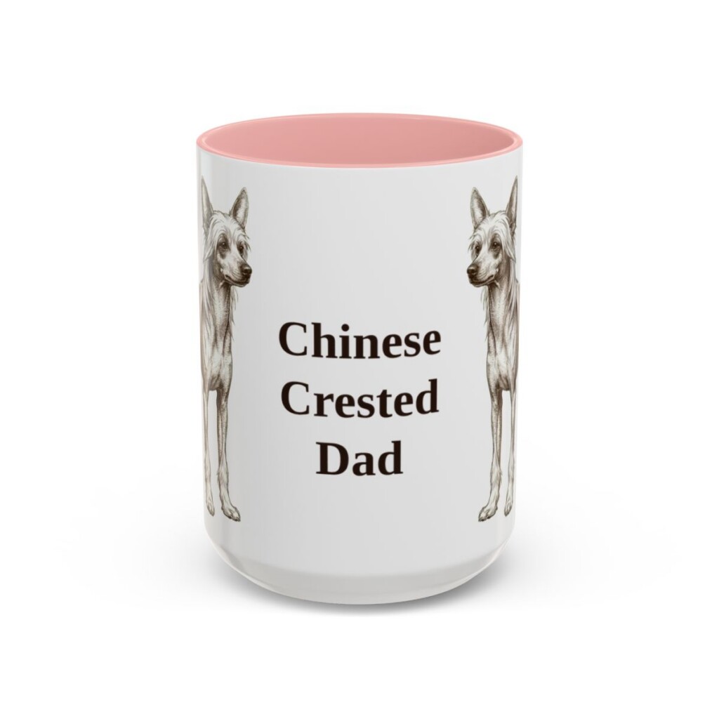 15oz Chinese Crested Dog Dad Mug, Vintage Sketch Coffee Mug, Dog Dad Gift