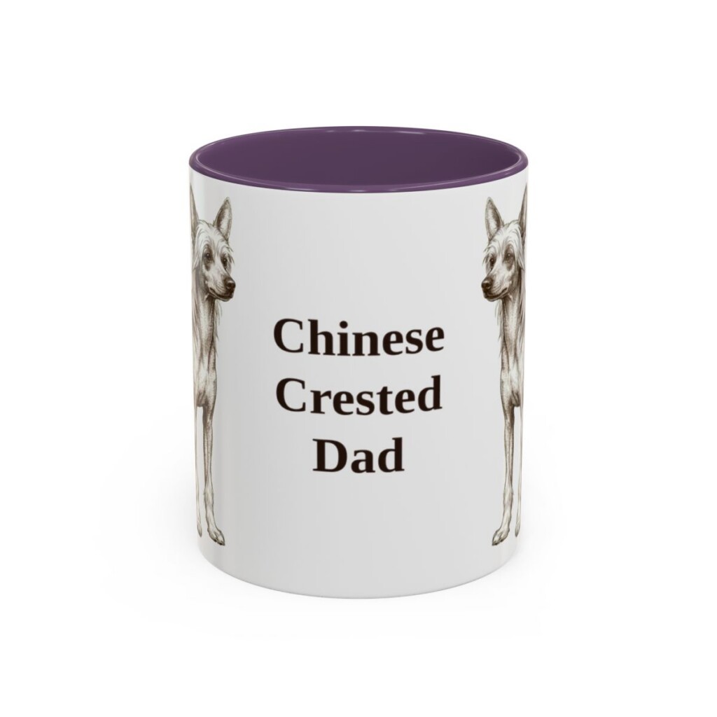 11oz Chinese Crested Dog Dad Mug, Vintage Sketch Coffee Mug, Dog Dad Gift