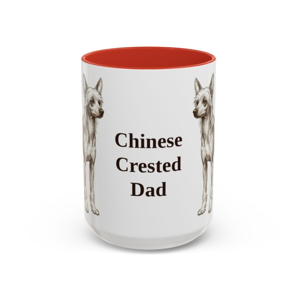 15oz Chinese Crested Dog Dad Mug, Vintage Sketch Coffee Mug, Dog Dad Gift