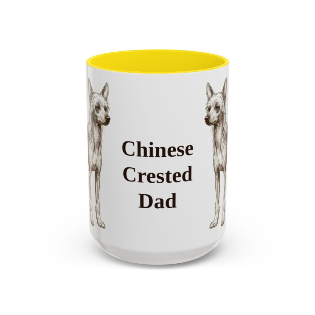 15oz Chinese Crested Dog Dad Mug, Vintage Sketch Coffee Mug, Dog Dad Gift