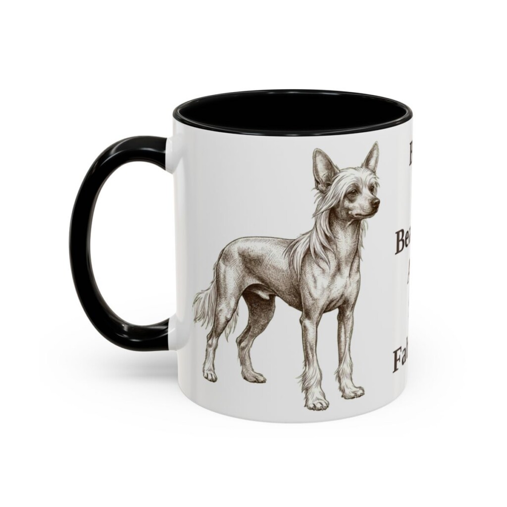 chinese-crested-mug-humor-black-left-3 11oz Funny Chinese Crested Mug, Bald Is Beautiful And So Fabulous, Vintage Dog Coffee Mug, Dog Lover Gift