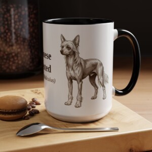 15oz Chinese Crested Latin Mug, Chinese Crested, Vintage Dog Coffee Mug, Dog Lover Gift